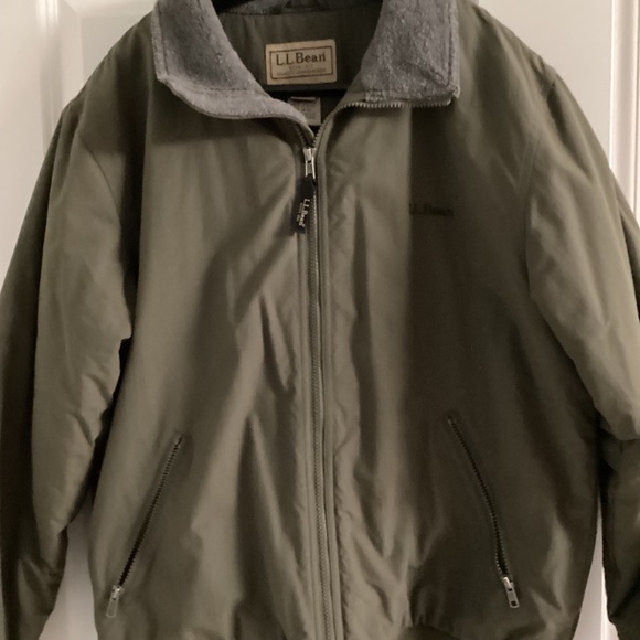 LL Bean Full Zip Fleece Lined Jacket Olive Green-Men’s sz M - Picture 2 of 7